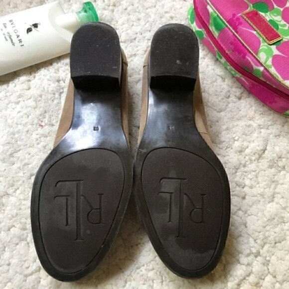 LRL: Tan Tasseled Loafer Suede Shoes w. Small Heel - Picture 4 of 8